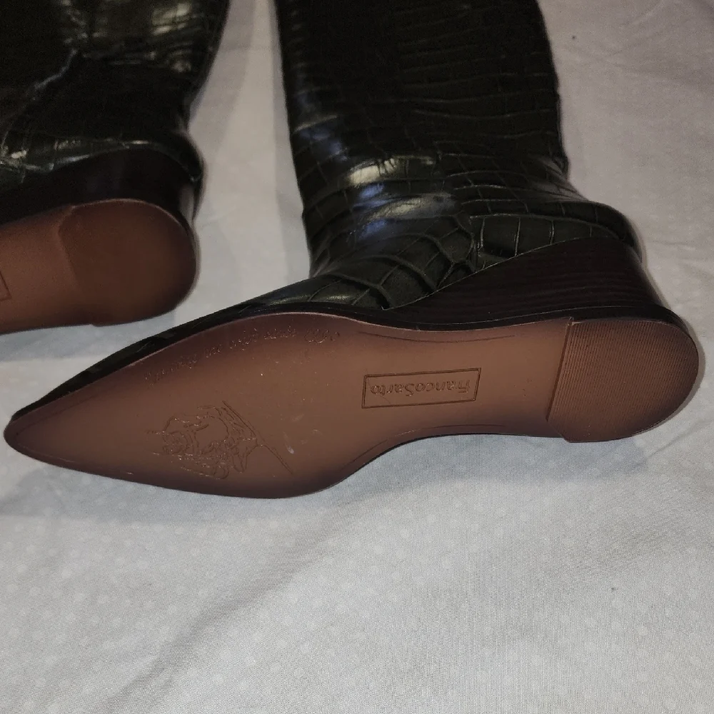 Franco Sarto Green Wedge Boots with Croc Texture